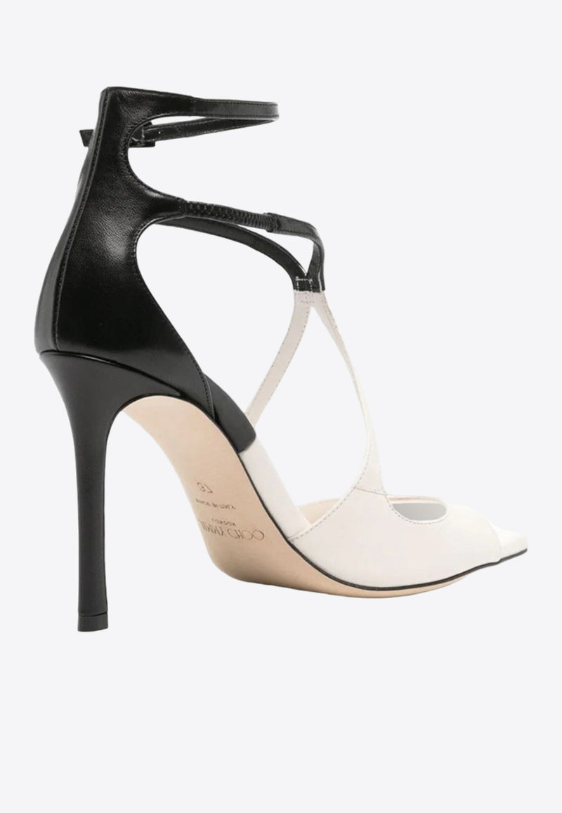 Jimmy Choo Azia 95 Leather Sandals AZIA 95 PHN LATTE/BLACK