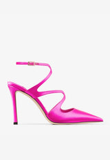 Jimmy Choo Azia 95 Pointed Pumps in Satin AZIA PUMP 95 SAT FUCHSIA