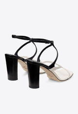 Jimmy Choo Azie 85 Sandals in Patchwork Nappa Leather AZIE 85 PHN LATTE/BLACK