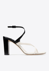 Jimmy Choo Azie 85 Sandals in Patchwork Nappa Leather AZIE 85 PHN LATTE/BLACK