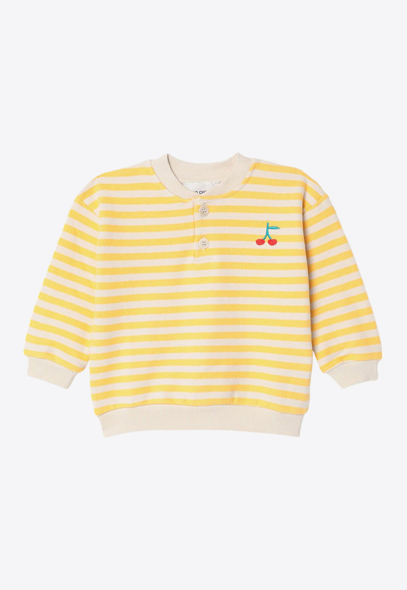 Bobo Choses Babies Cherry Striped Sweatshirt Yellow B224AB037CO/P_BOBO-761