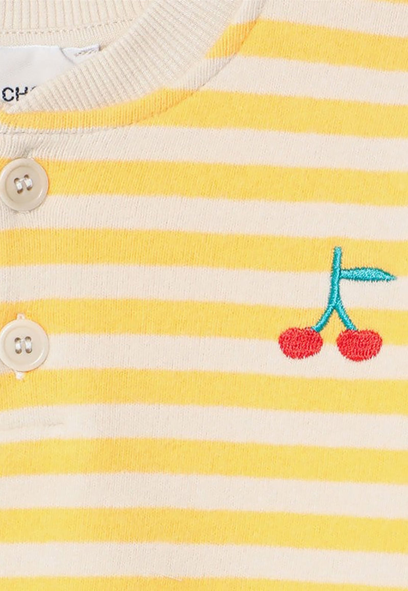 Bobo Choses Babies Cherry Striped Sweatshirt Yellow B224AB037CO/P_BOBO-761