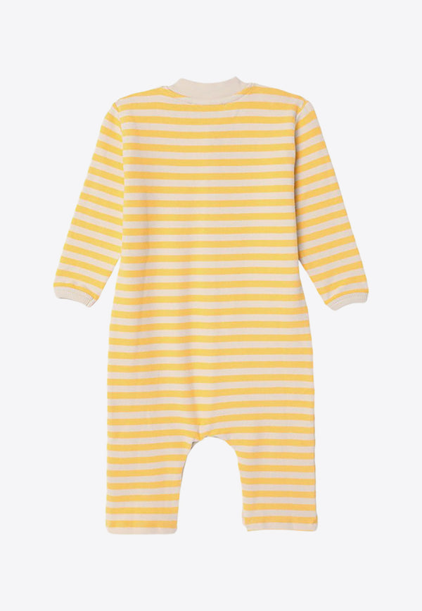 Bobo Choses Babies Terry Toweling Striped Onesie Yellow B224AB075CO/P_BOBO-761