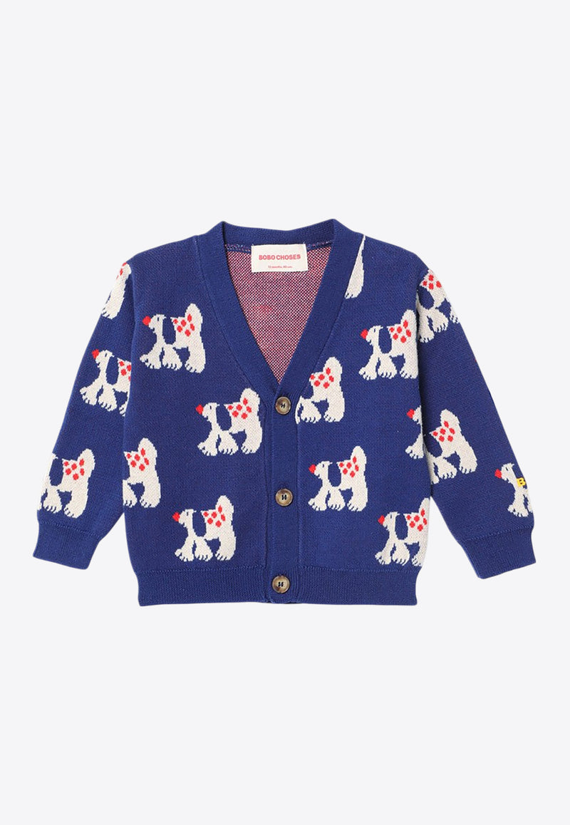 Bobo Choses Babies Fairy Dog Intarsia Knit Cardigan Blue B224AB088CO/P_BOBO-411