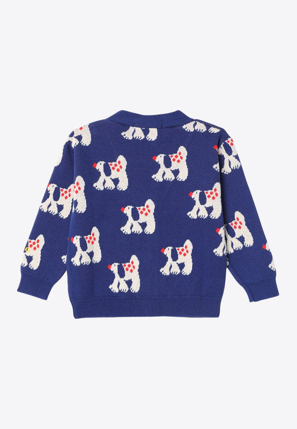 Bobo Choses Babies Fairy Dog Intarsia Knit Cardigan Blue B224AB088CO/P_BOBO-411