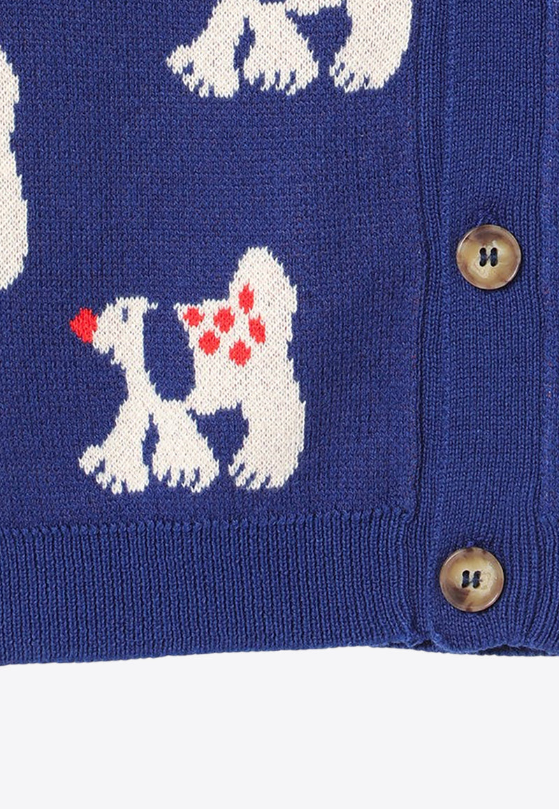 Bobo Choses Babies Fairy Dog Intarsia Knit Cardigan Blue B224AB088CO/P_BOBO-411