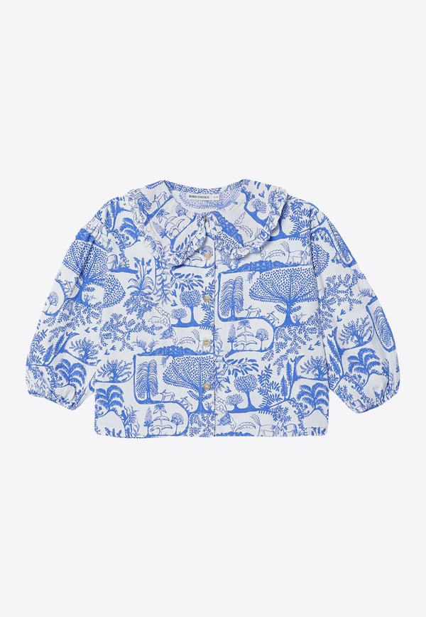 Bobo Choses Girls Wonderland Printed Blouse Light Blue B224AC030CO/P_BOBO-101