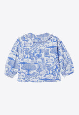 Bobo Choses Girls Wonderland Printed Blouse Light Blue B224AC030CO/P_BOBO-101