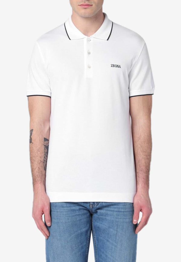 ZEGNA Logo-Embroidered Short-Sleeved Polo T-shirt B746E7358A5/Q_ZEGNA-N00