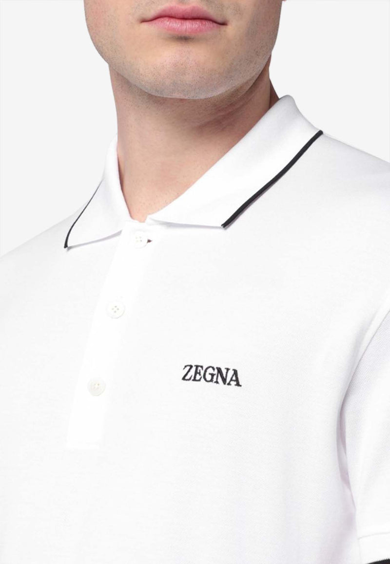 ZEGNA Logo-Embroidered Short-Sleeved Polo T-shirt B746E7358A5/Q_ZEGNA-N00