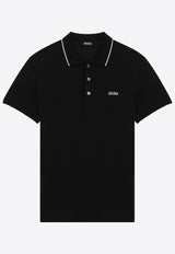 ZEGNA Embroidered Logo Polo T-shirt Black B746E7358A5/Q_ZEGNA-K09