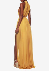 Bronx and Banco Japera Halterneck Chiffon Gown Mustard BB-19-091MUSTARD