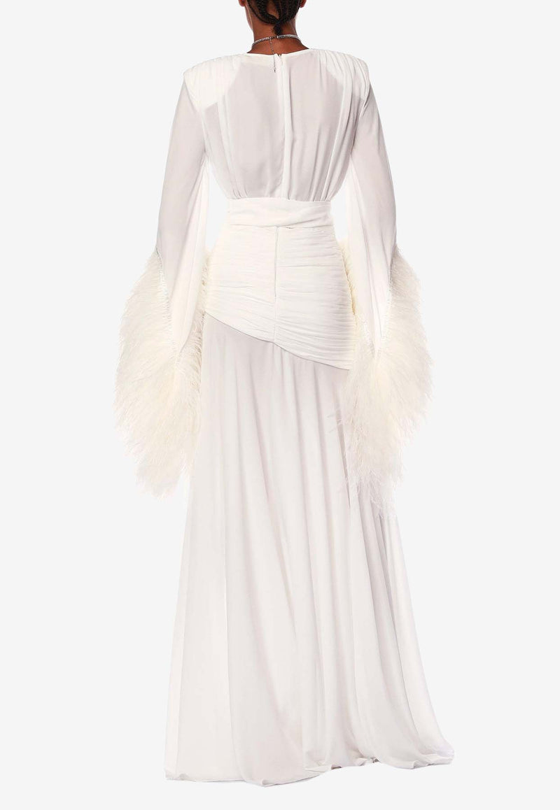 Bronx and Banco Geisha V-neck Draped Gown White BB-COL1-008WHITE