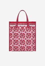 Dolce 
Gabbana Small Majolica Print Canvas Tote Bag Fuchsia BB2259 AP026 HE3OB