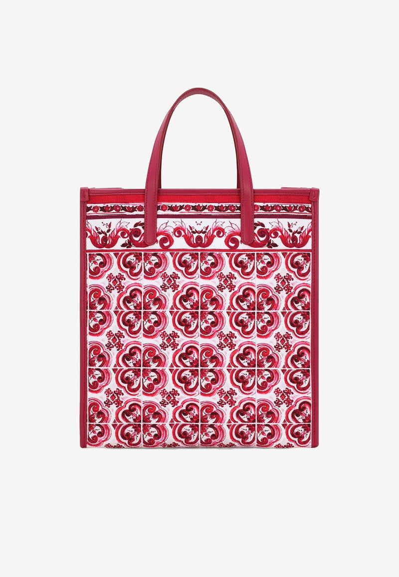 Dolce 
Gabbana Small Majolica Print Canvas Tote Bag Fuchsia BB2259 AP026 HE3OB