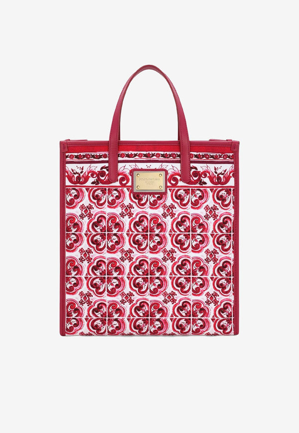 Dolce 
Gabbana Small Majolica Print Canvas Tote Bag Fuchsia BB2259 AP026 HE3OB