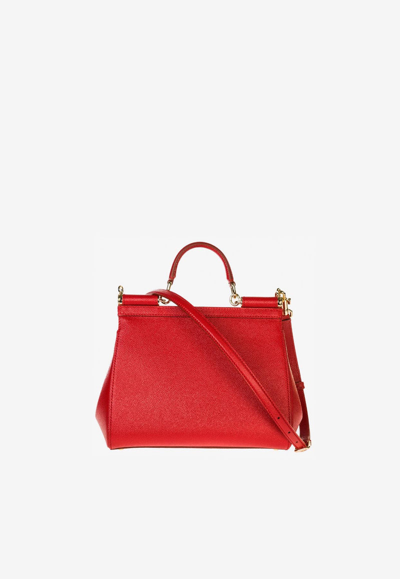 Dolce 
Gabbana Large Sicily Top Handle Bag in Dauphine Leather Red BB6002 A1001 80303