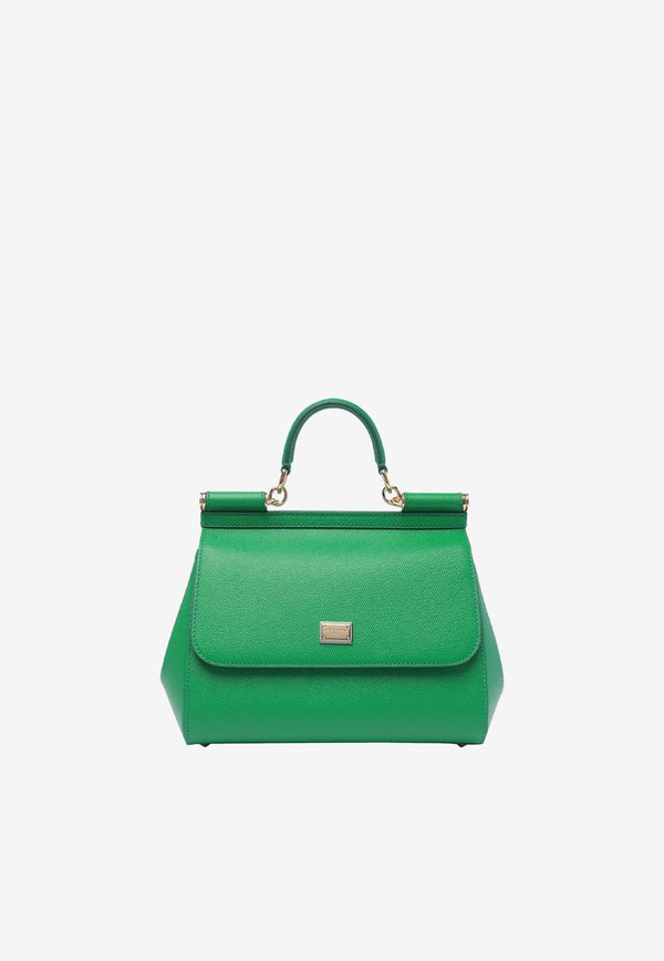 Dolce 
Gabbana Large Sicily Top Handle Bag in Dauphine Leather BB6002 A1001 87192 Green