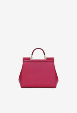 Dolce 
Gabbana Large Sicily Top Handle Bag in Dauphine Leather Fuchsia BB6002 A1001 8I484