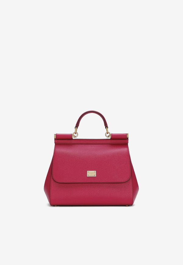 Dolce 
Gabbana Large Sicily Top Handle Bag in Dauphine Leather Fuchsia BB6002 A1001 8I484