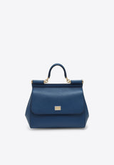 Dolce 
Gabbana Large Sicily Top Handle Bag in Dauphine Leather Blue BB6002A1001/O_DOLCE-87398