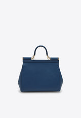 Dolce 
Gabbana Large Sicily Top Handle Bag in Dauphine Leather Blue BB6002A1001/O_DOLCE-87398