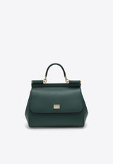 Dolce 
Gabbana Large Sicily Top Handle Bag in Dauphine Leather Dark Green BB6002A1001/O_DOLCE-87399