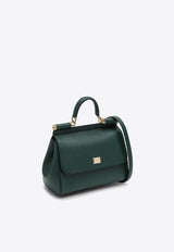 Dolce 
Gabbana Large Sicily Top Handle Bag in Dauphine Leather Dark Green BB6002A1001/O_DOLCE-87399