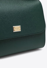 Dolce 
Gabbana Large Sicily Top Handle Bag in Dauphine Leather Dark Green BB6002A1001/O_DOLCE-87399