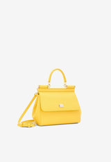 Dolce 
Gabbana Medium Sicily Top Handle Bag in Dauphine Leather Yellow BB6003 A1001 80228