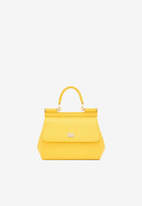 Dolce 
Gabbana Medium Sicily Top Handle Bag in Dauphine Leather Yellow BB6003 A1001 80228