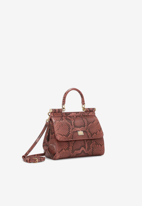 Dolce 
Gabbana Medium Sicily Top Handle Bag in Python Leather BB6003 A2111 8H415 Multicolor