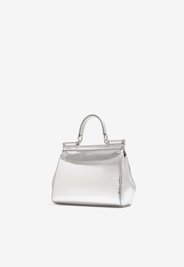 Dolce 
Gabbana Medium Sicily Top Handle Bag BB6003 A2F48 80998 Silver