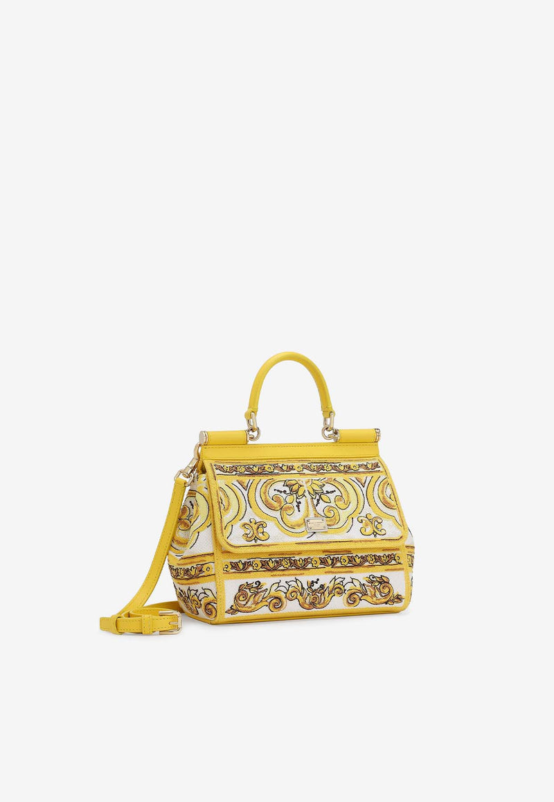 Dolce 
Gabbana Medium Sicily Majolica Top Handle Bag BB6003 AW050 HG3OB Yellow