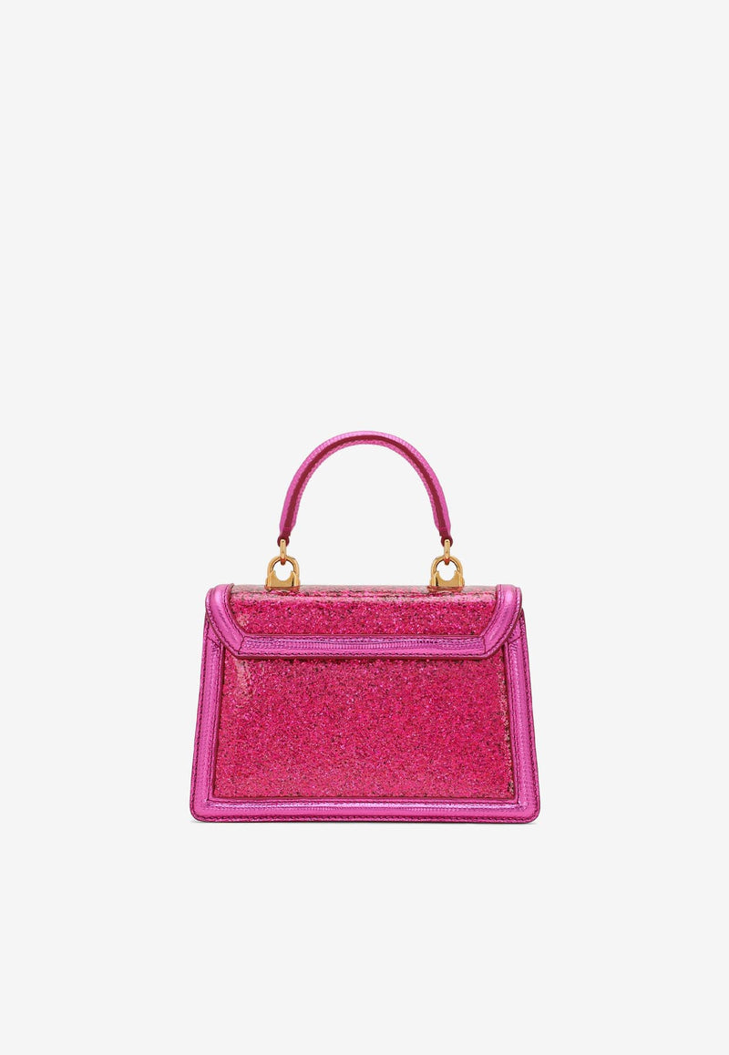 Dolce 
Gabbana Small Devotion Glittered Top Handle Bag Fuchsia BB6711 AP299 8L400