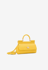 Dolce 
Gabbana Small Sicily Top Handle Bag in Dauphine Leather Yellow BB7116 A1001 80228