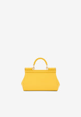 Dolce 
Gabbana Small Sicily Top Handle Bag in Dauphine Leather Yellow BB7116 A1001 80228