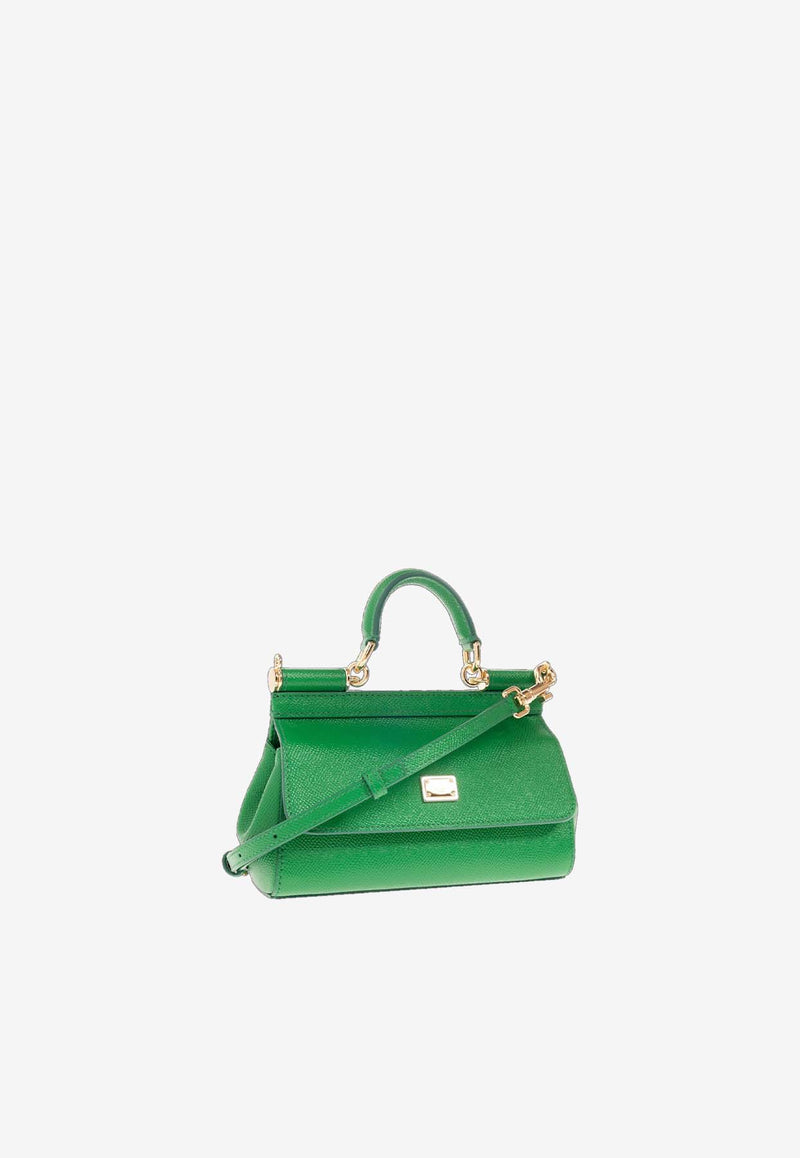 Dolce 
Gabbana Small Sicily Top Handle Bag in Dauphine Leather BB7116 A1001 87192 Green