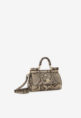 Dolce 
Gabbana Small Sicily Top Handle Bag in Python Embossed Leather BB7116 A2111 80200 Multicolor