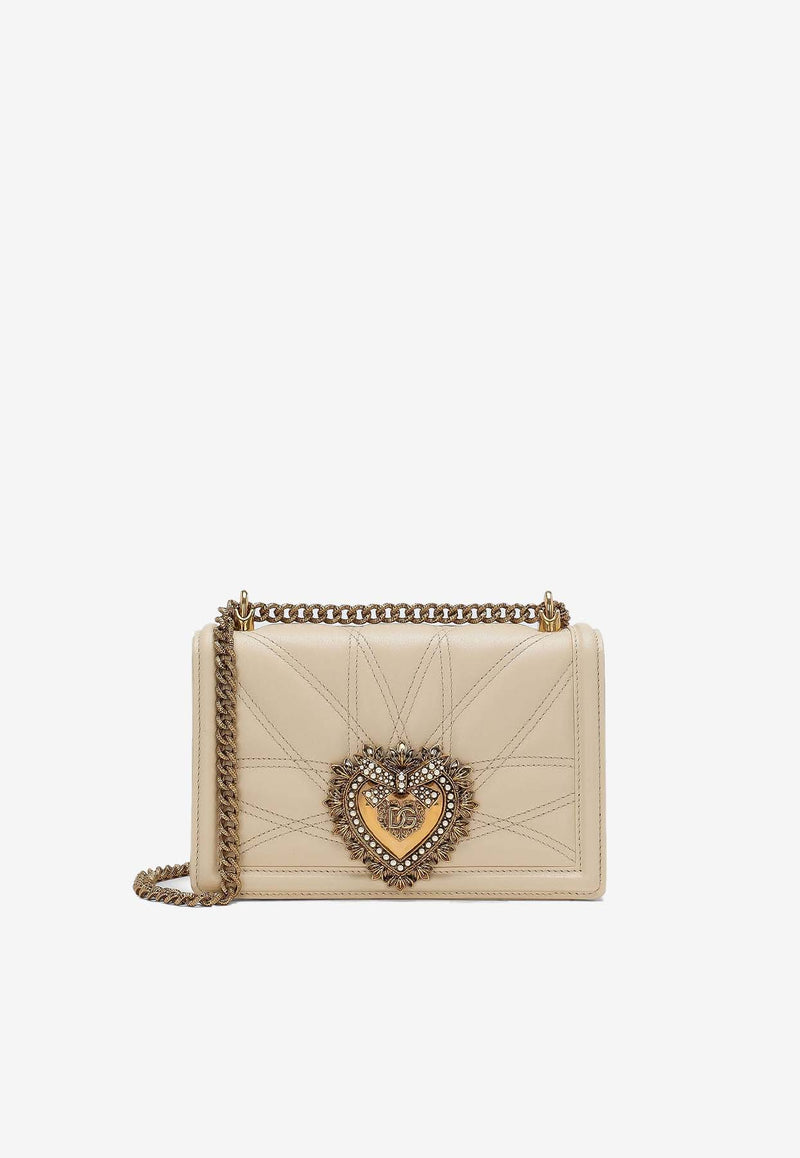 Dolce 
Gabbana Medium Devotion Leather Shoulder Bag BB7158 AW437 8H000 Cream