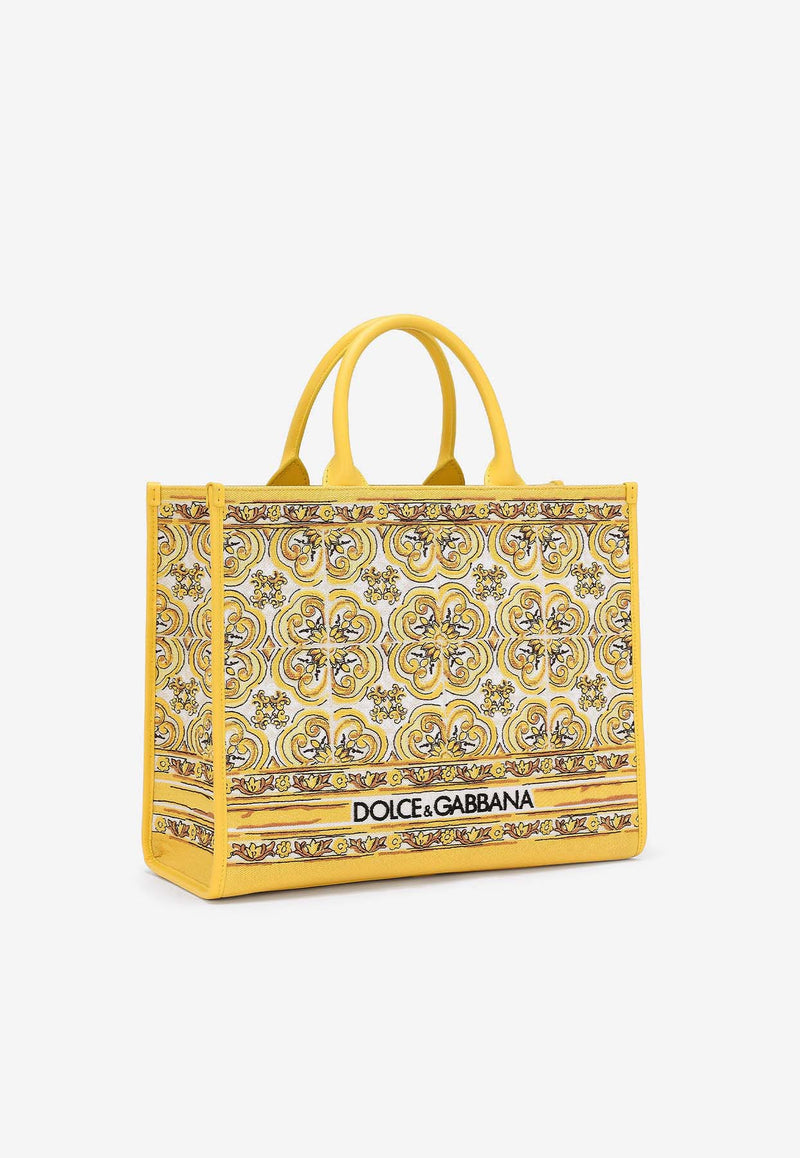 Dolce 
Gabbana Medium DG Majolica Embroidered Tote Bag BB7277 AW050 HG3OB Yellow