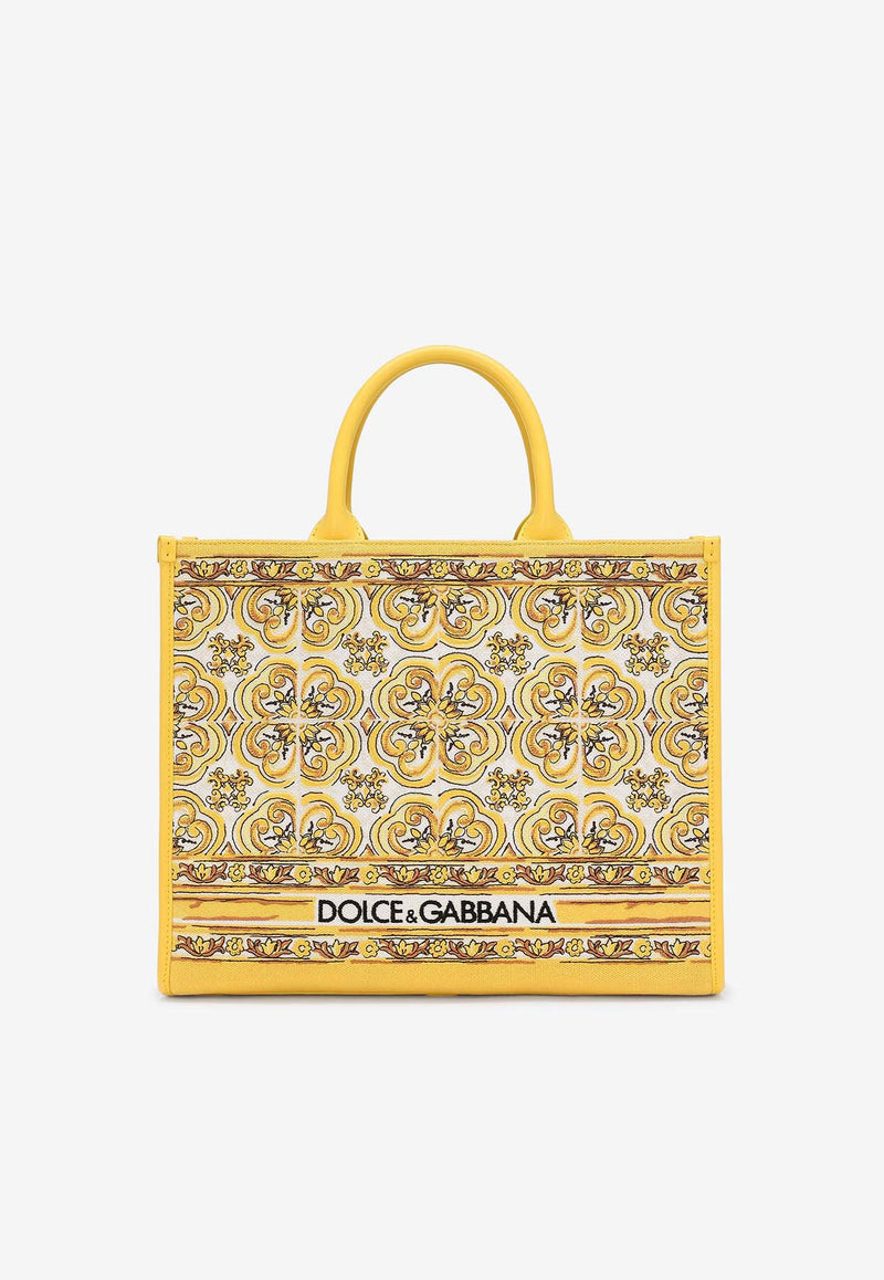 Dolce 
Gabbana Medium DG Majolica Embroidered Tote Bag BB7277 AW050 HG3OB Yellow