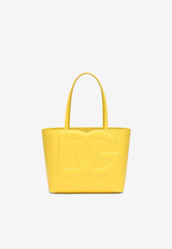 Dolce 
Gabbana Small DG Logo Tote Bag in Calf Leather Yellow BB7337 AW576 80205