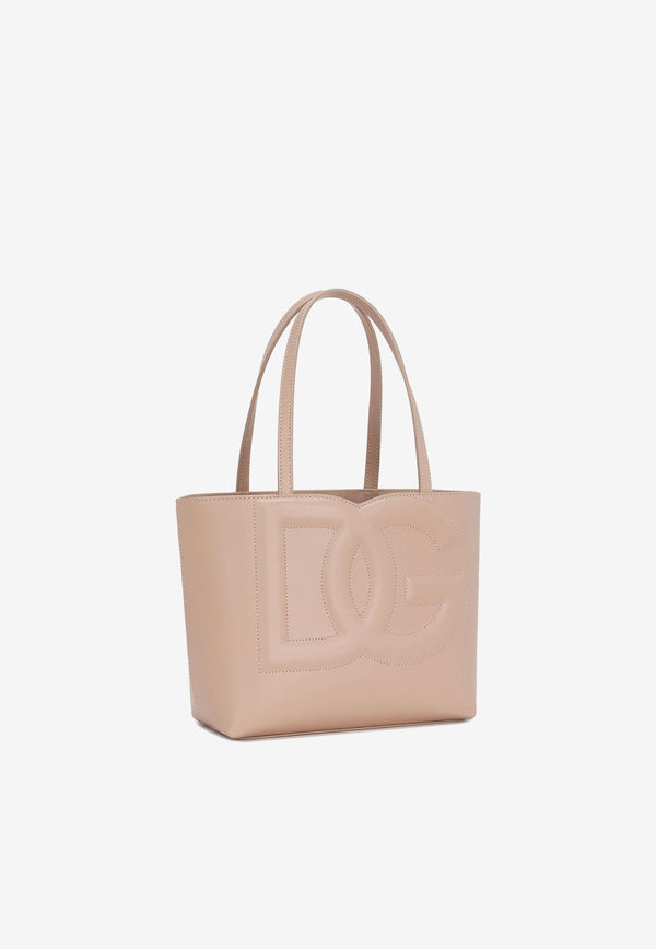 Dolce 
Gabbana Small DG Logo Tote Bag in Calf Leather Blush BB7337 AW576 80402