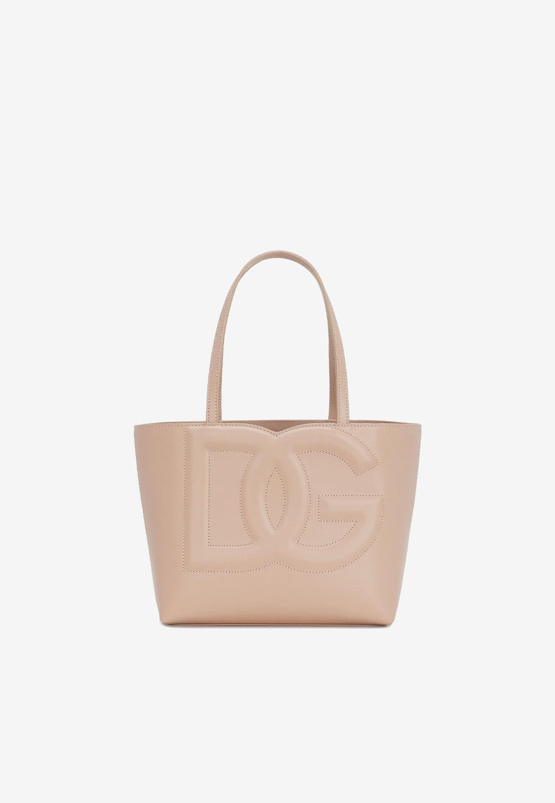 Dolce 
Gabbana Small DG Logo Tote Bag in Calf Leather Blush BB7337 AW576 80402