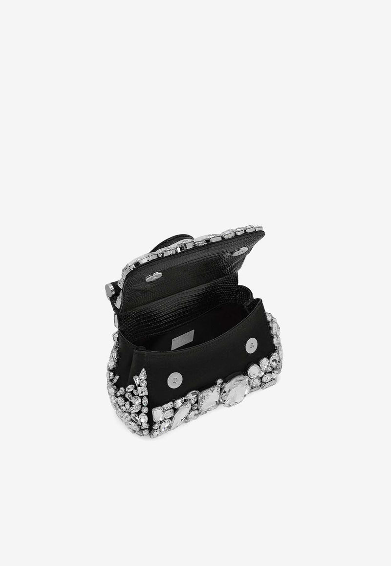 Dolce 
Gabbana Mini Sicily Crystal-Embellished Handbag BB7504 AP624 8S488 Black