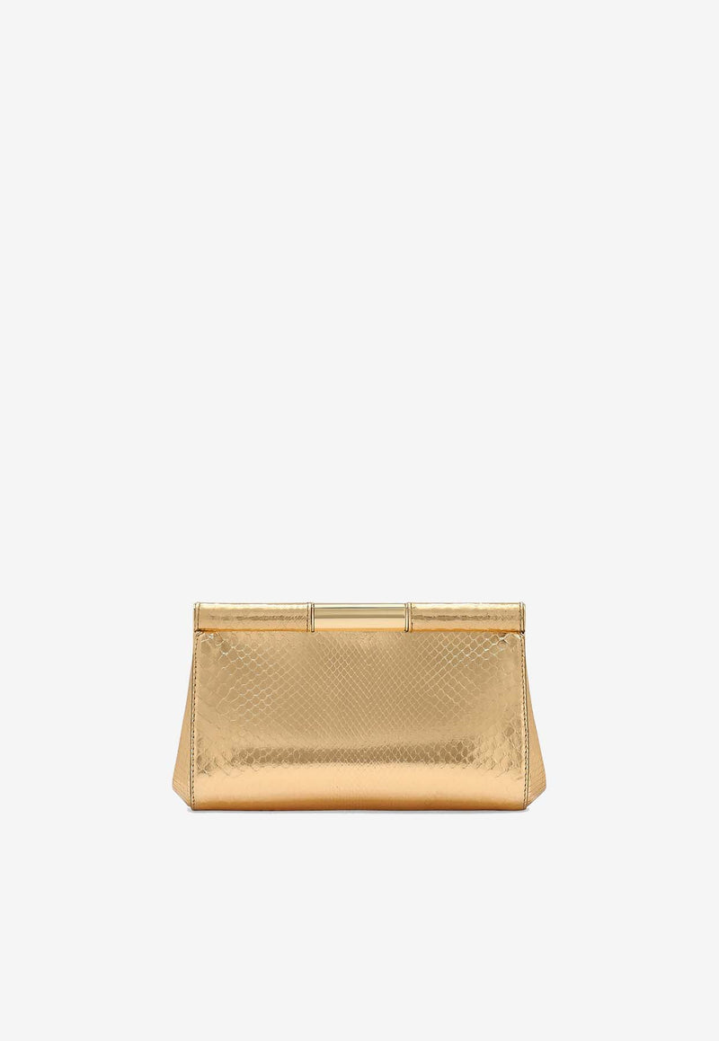 Dolce 
Gabbana Medium Marlene Clutch in Python Leather BB7620 A2F49 87503 Gold