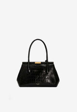 Dolce 
Gabbana Marlene Everyday Shoulder Bag in Croc-Embossed Leather Black BB7734 AU787 80999