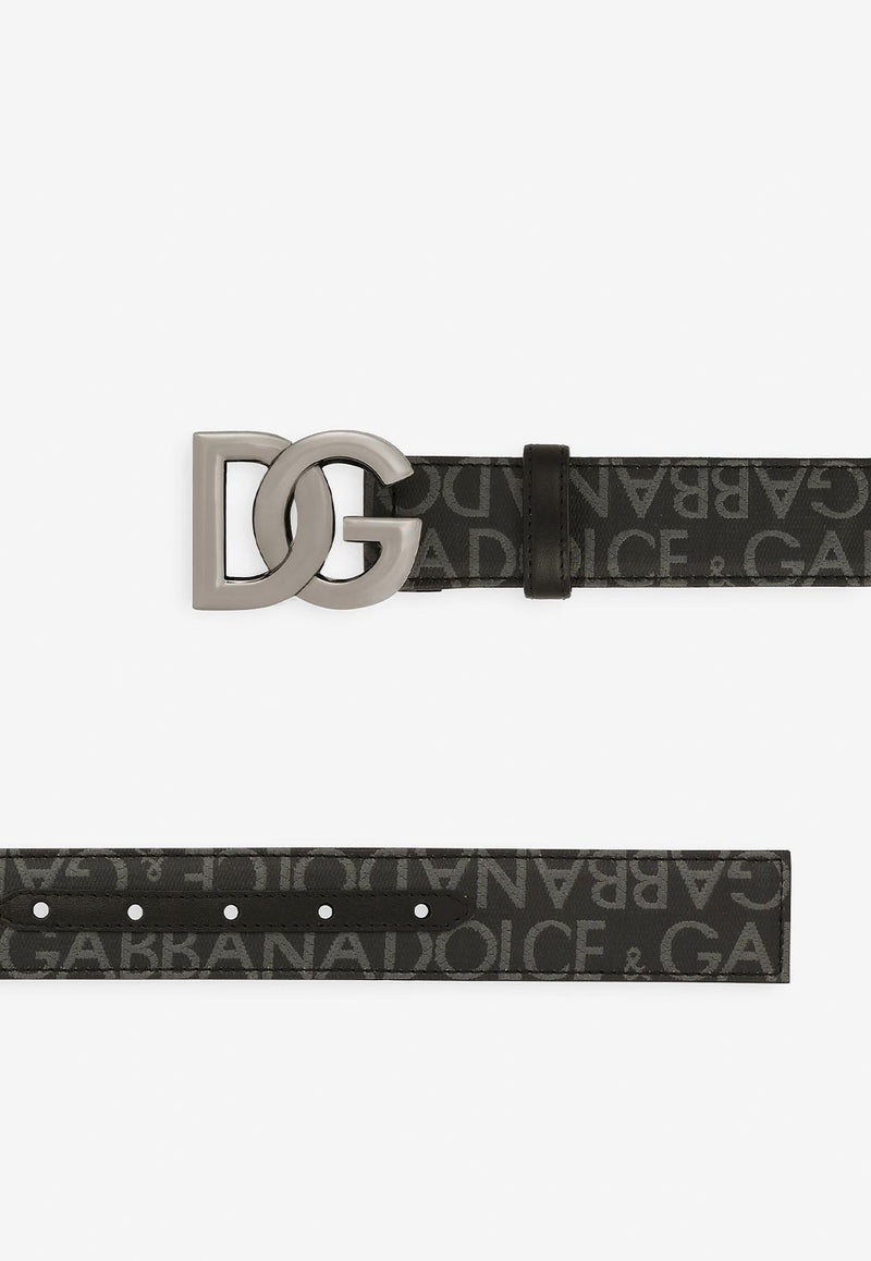 Dolce 
Gabbana All-Over Logo Belt Black BC4644 AJ705 8B969