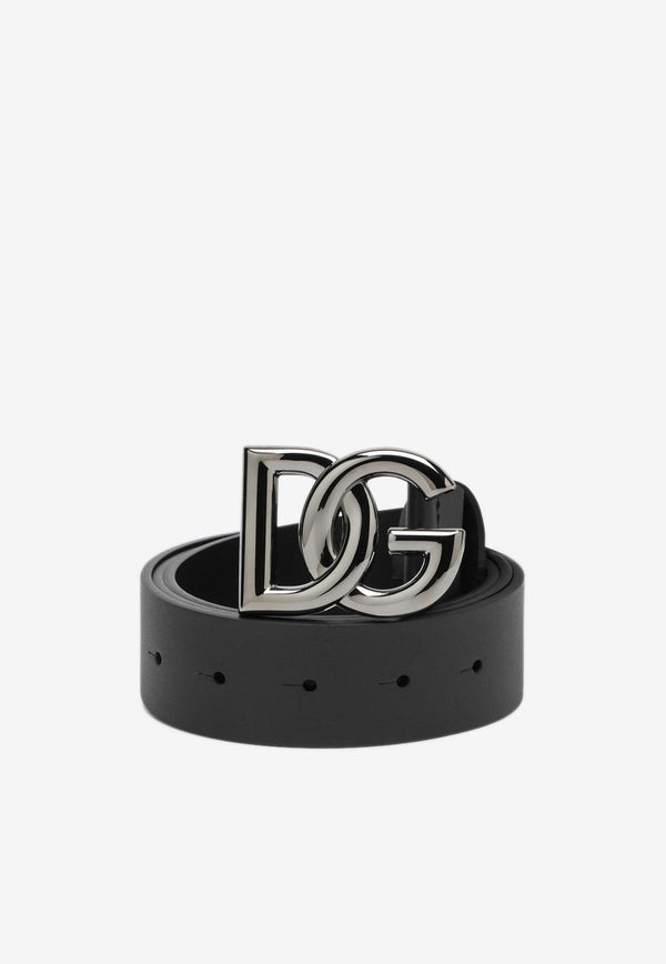 Dolce 
Gabbana DG Logo Buckle Leather Belt Black BC4644AX622/Q_DOLCE-8V363